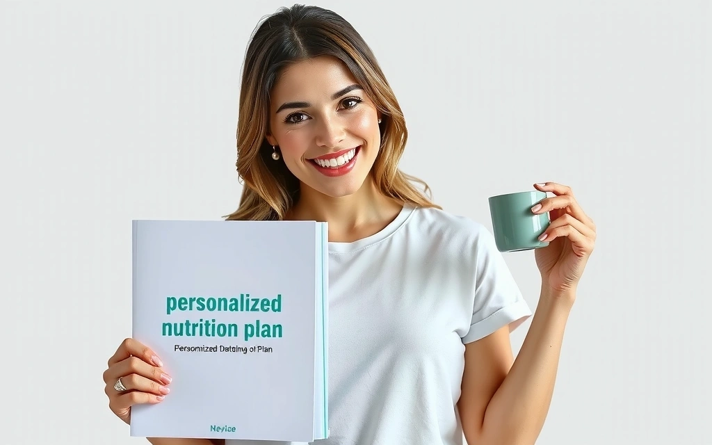 Mujer sonriente con un plan de nutrición personalizado.